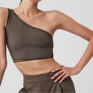 One-Shoulder Alo Olive Crop Top